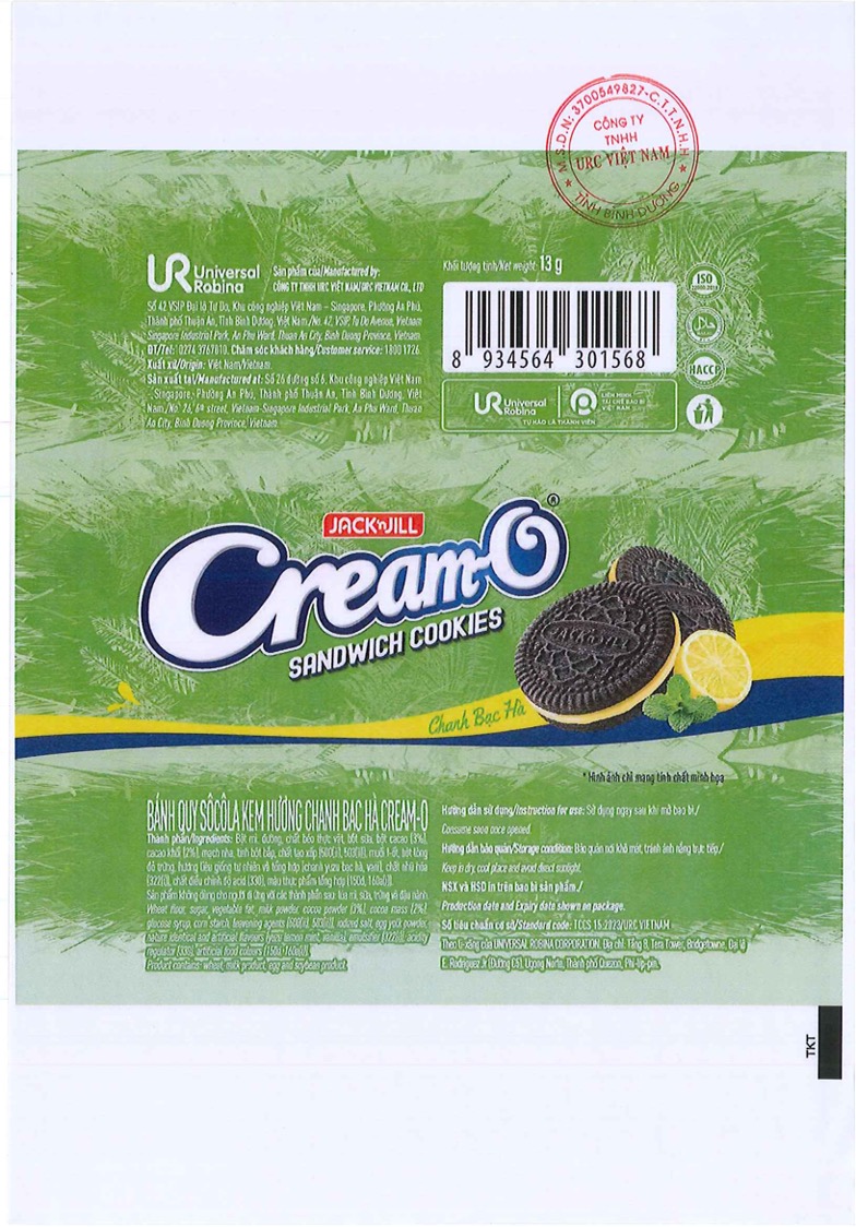 CREAM-O LEMON MINT FLAVOR CHOCOLATE COOKIES