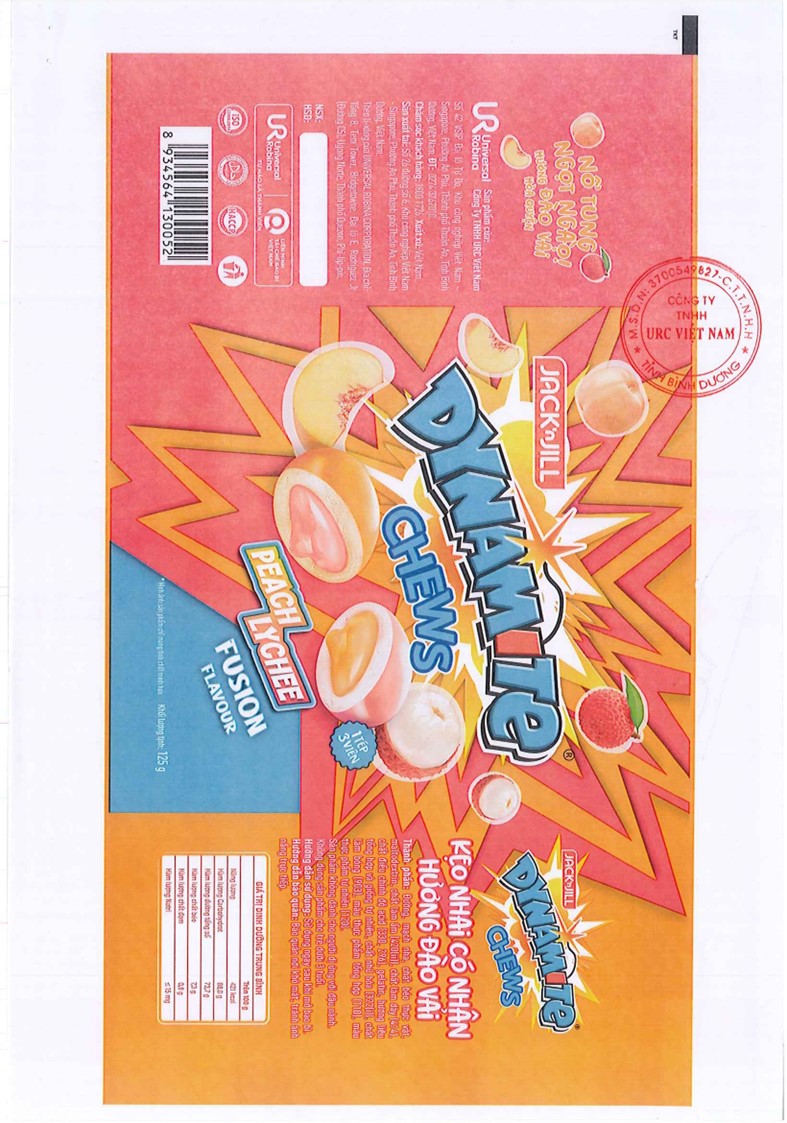 KẸO NHAI CÓ NHÂN HƯƠNG ĐÀO VẢI  - DYNAMITE CHEWS