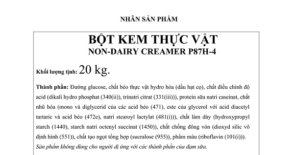 BỘT KEM THỰC VẬT