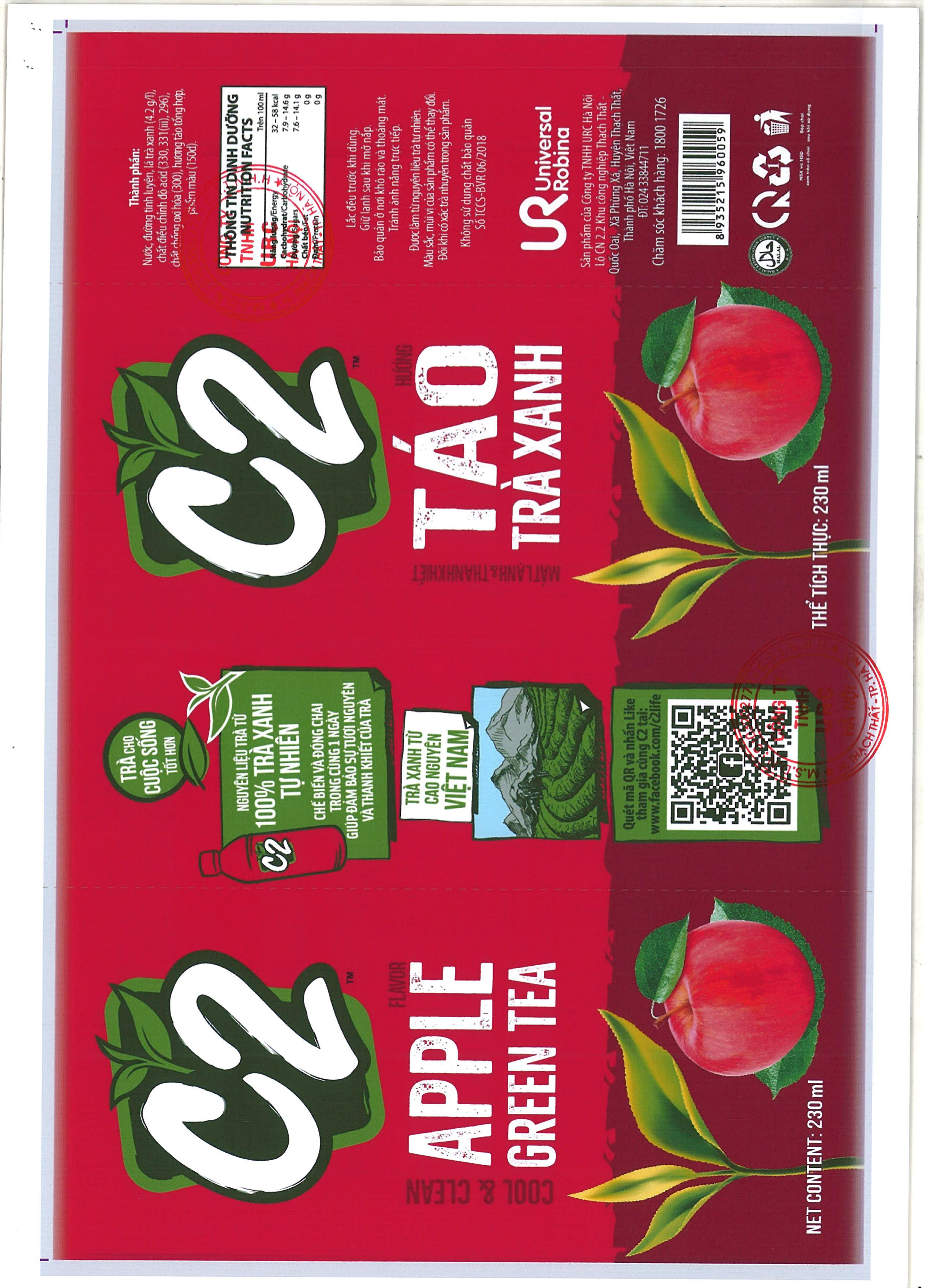 C2 GREEN TEA APPLE FLAVOR HANOI FACTORY