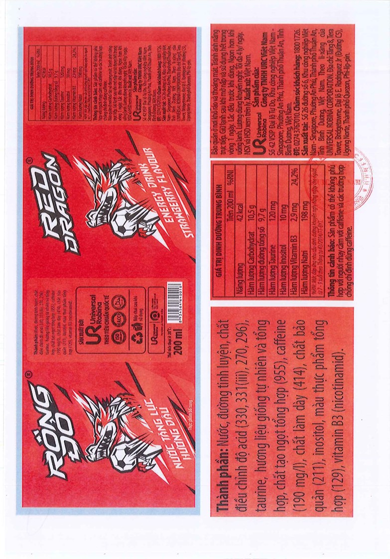 Thực Phẩm Bổ Sung Nước Tăng Lực Hương Dâu 200ml (URC VN)