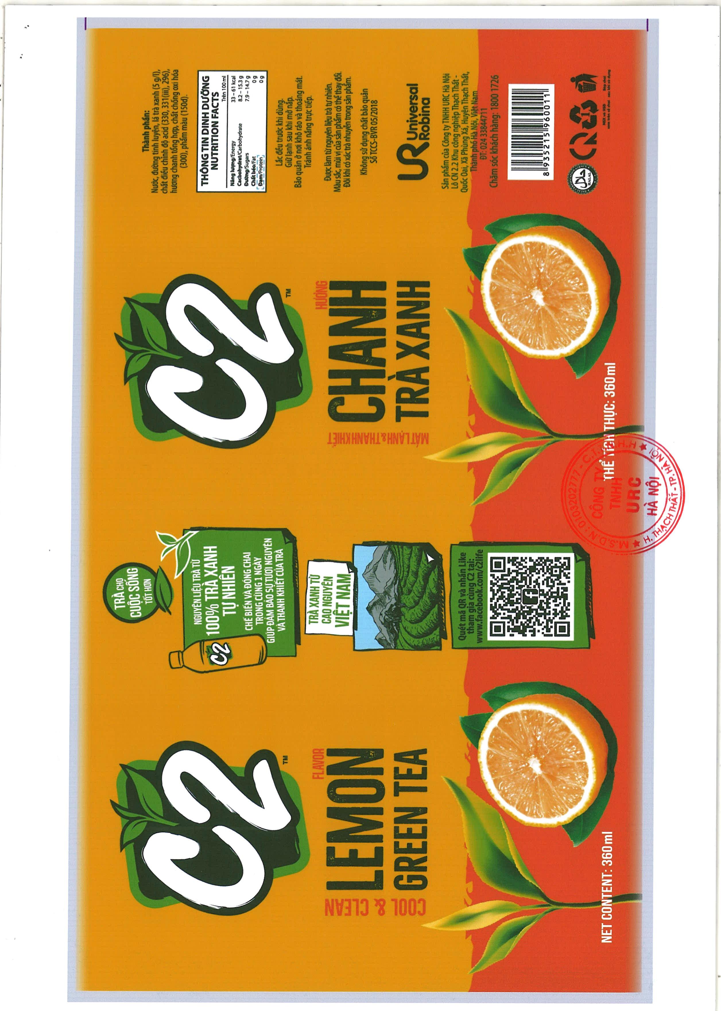 C2 GREEN TEA LEMON FLAVOR - HANOI FACTORY