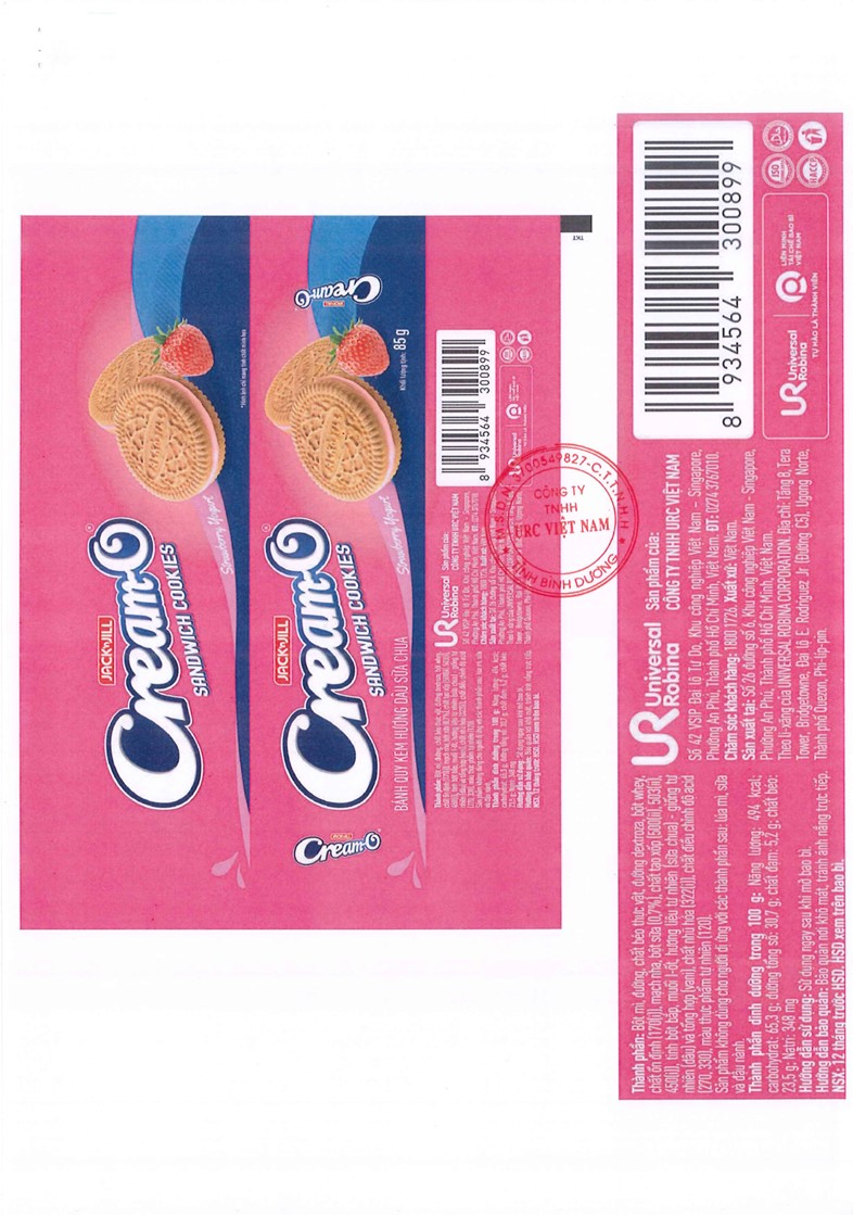BÁNH QUY KEM HƯƠNG DÂU SỮA CHUA CREAM-O