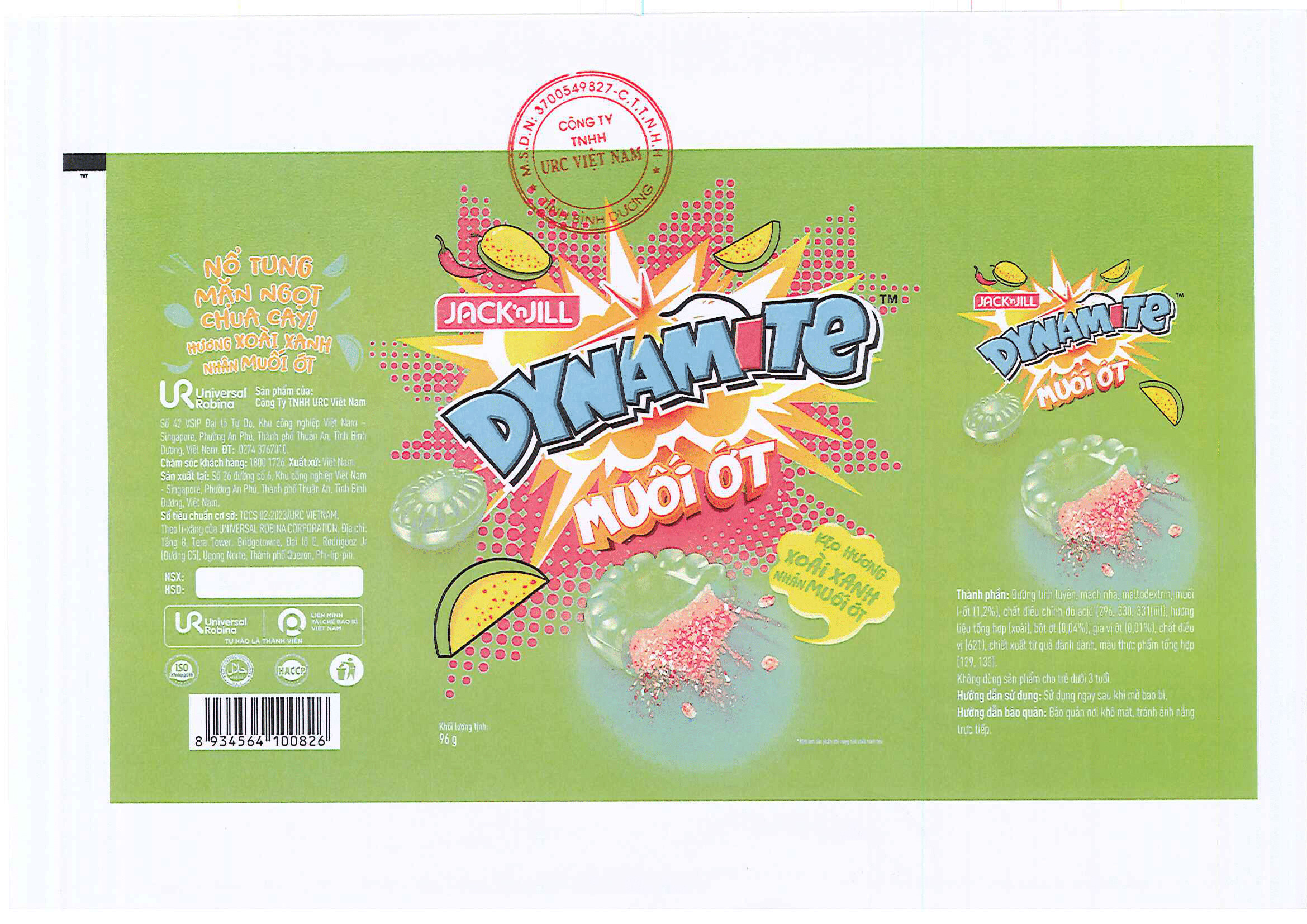 KẸO HƯƠNG XOÀI XANH NHÂN MUỐI ỚT DYNAMITE