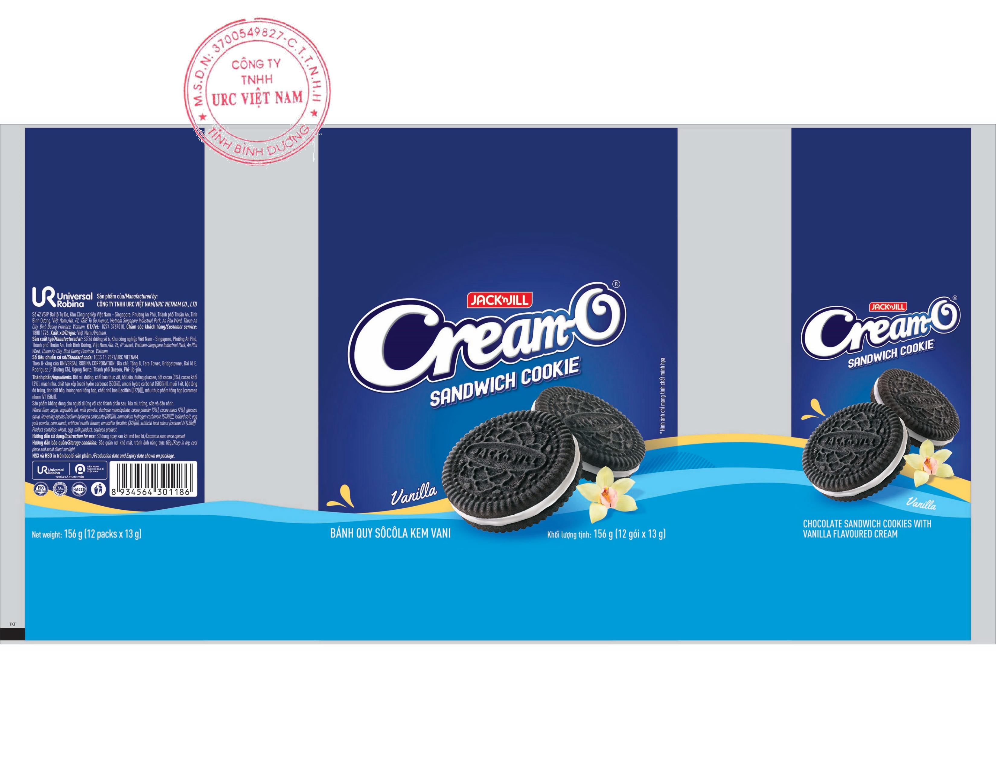 BÁNH QUY SÔCÔLA KEM VANI CREAM-O