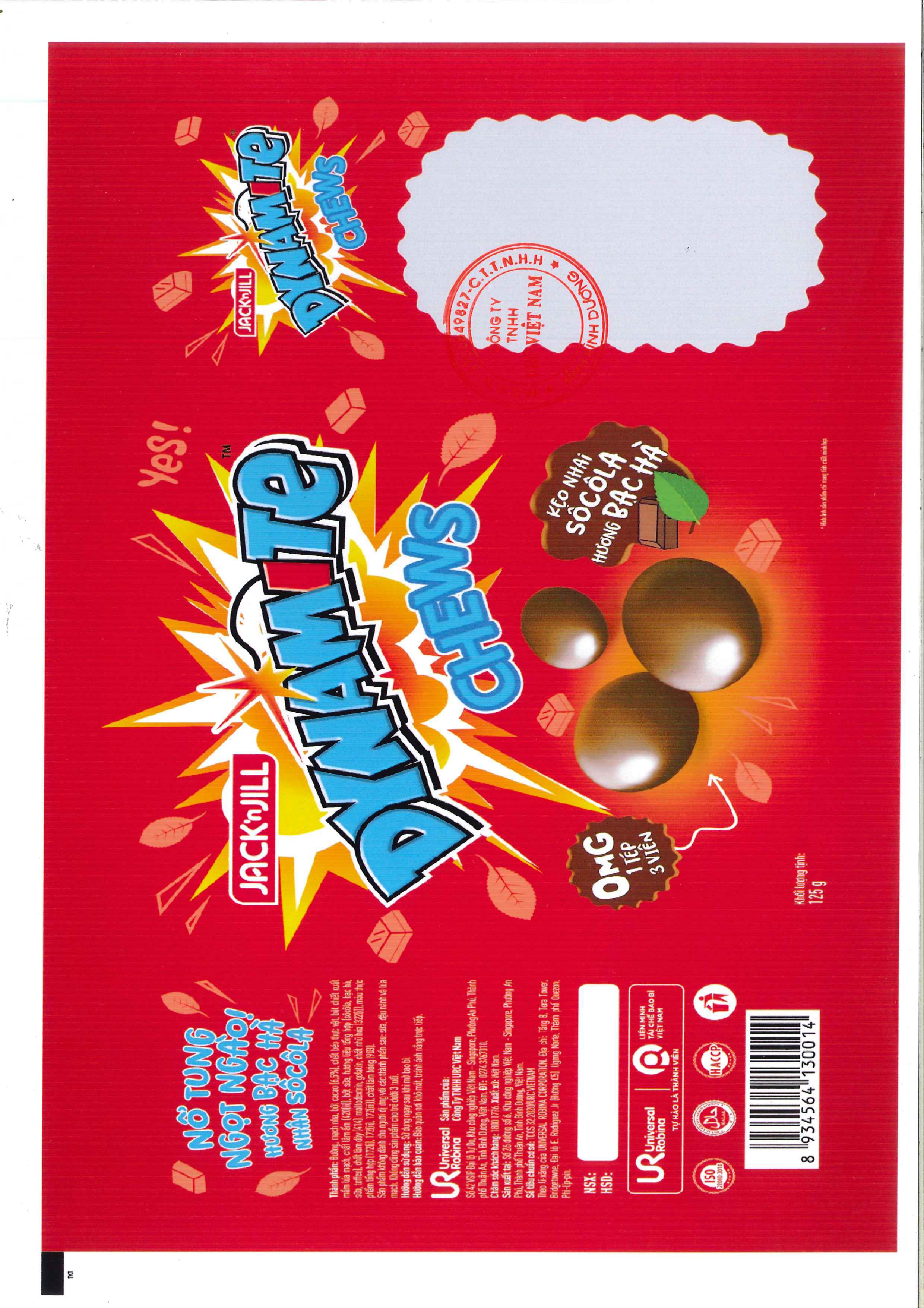 KẸO NHAI SÔCÔLA HƯƠNG BẠC HÀ DYNAMITE CHEWS