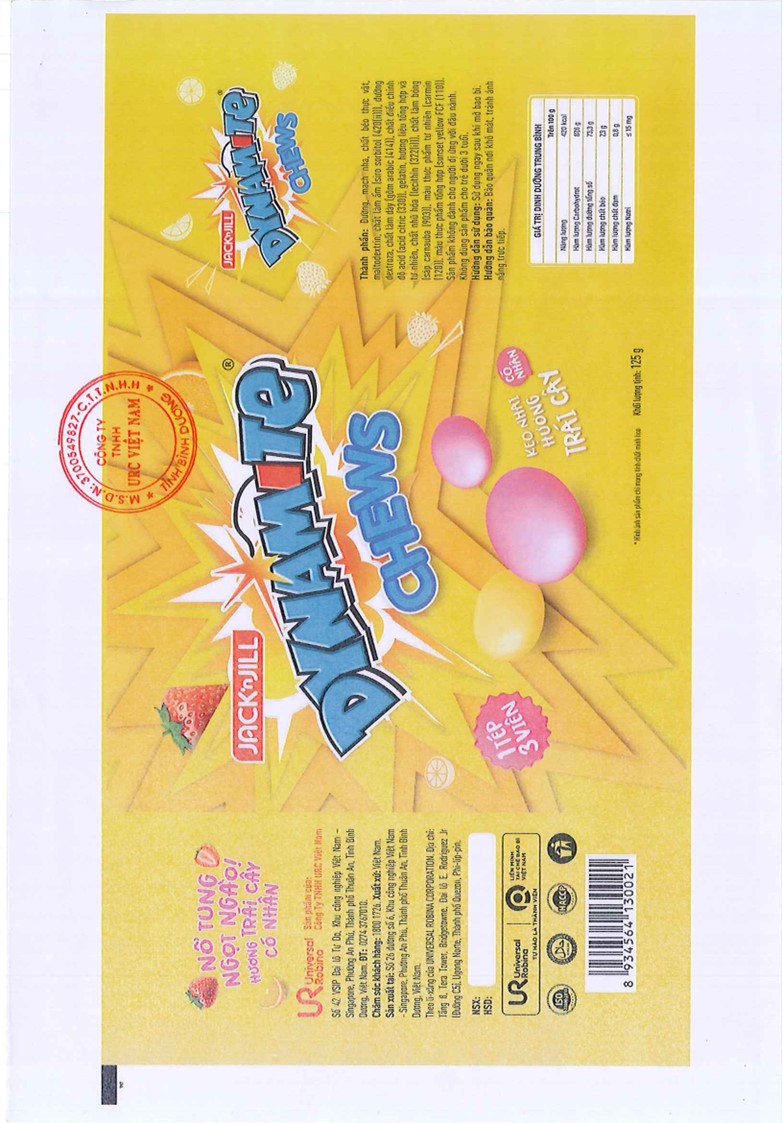 DYNAMITE CHEWS CHEWY CANDY FRUITY FLAVORED