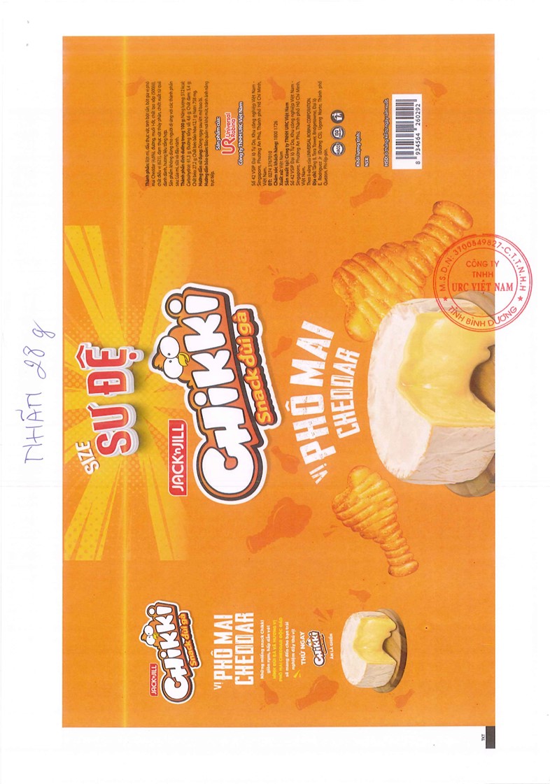 SNACK ĐÙI GÀ VỊ PHÔ MAI CHEDDAR CHIKKI
