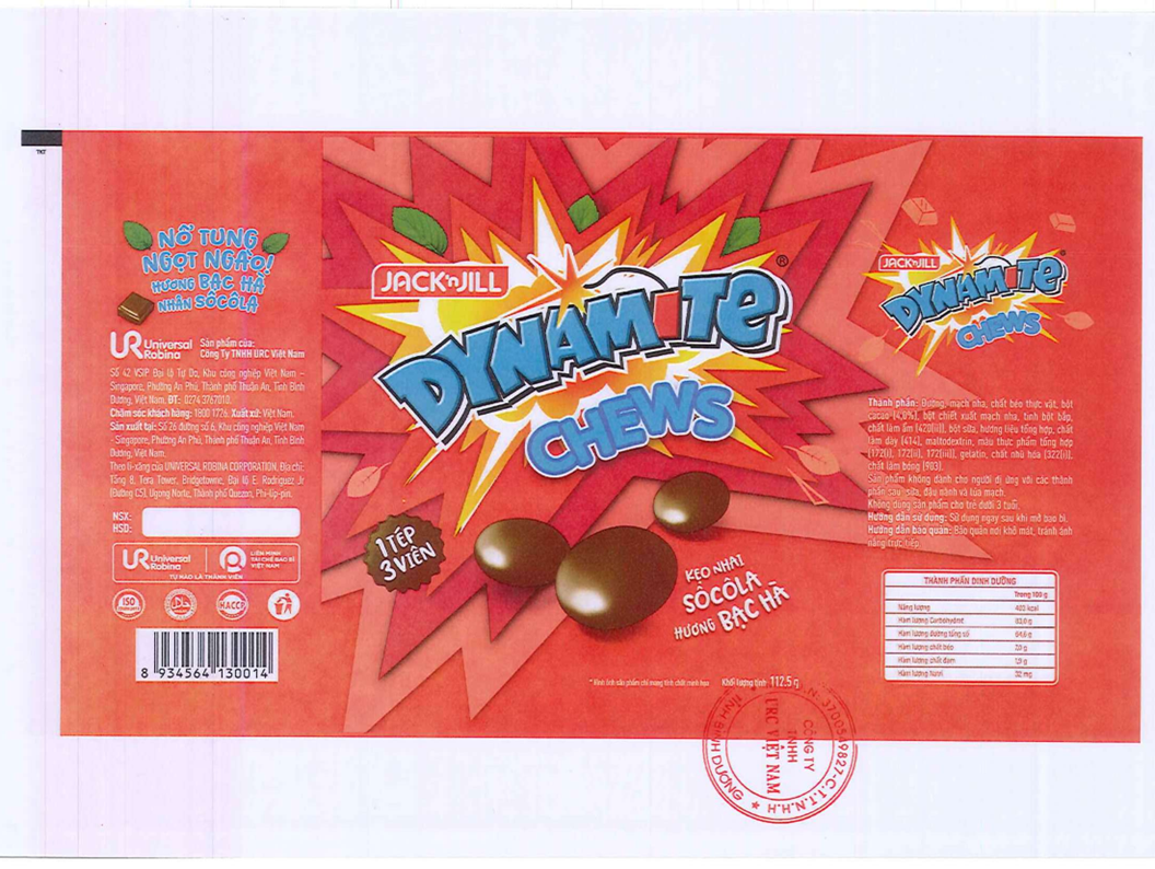 KẸO NHAI SÔCÔLA HƯƠNG BẠC HÀ DYNAMITE CHEWS