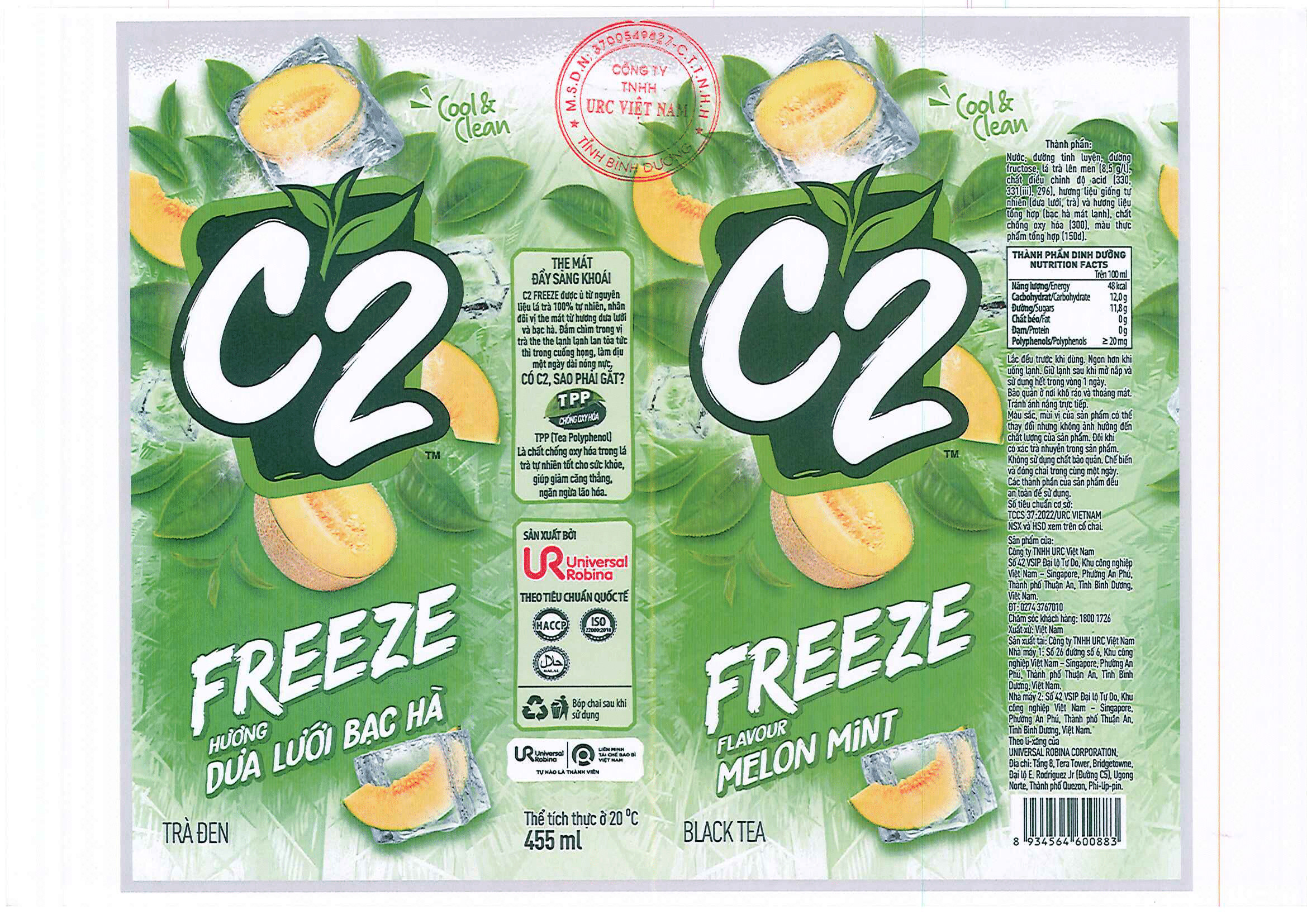 C2 FREEZE BLACK TEA MELON MINT FLAVOUR